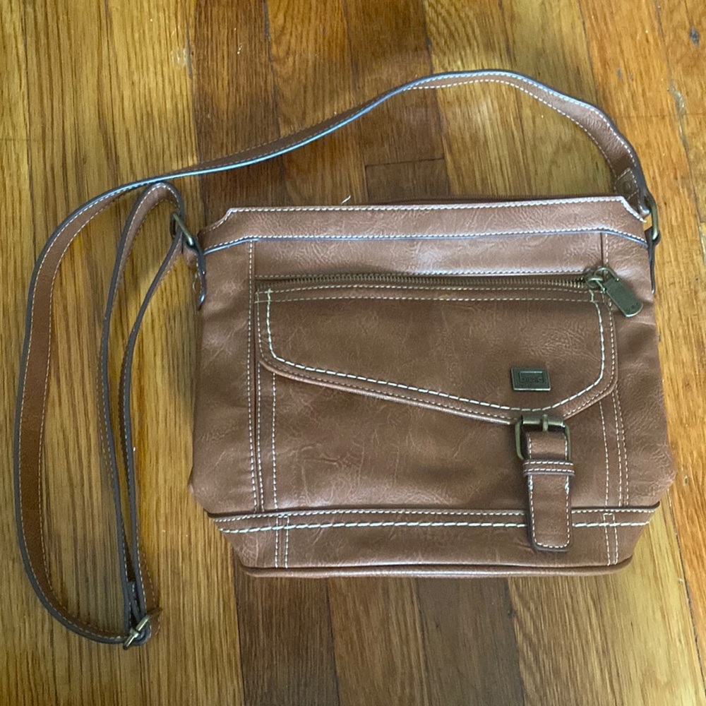 BOC Born Concept Shoulder Crossbody Handbag Purse Adjustable Strap brown leather